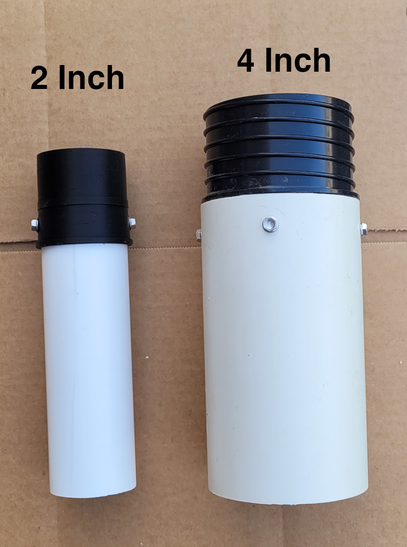 2 inch and 4 inch dust boots side by side